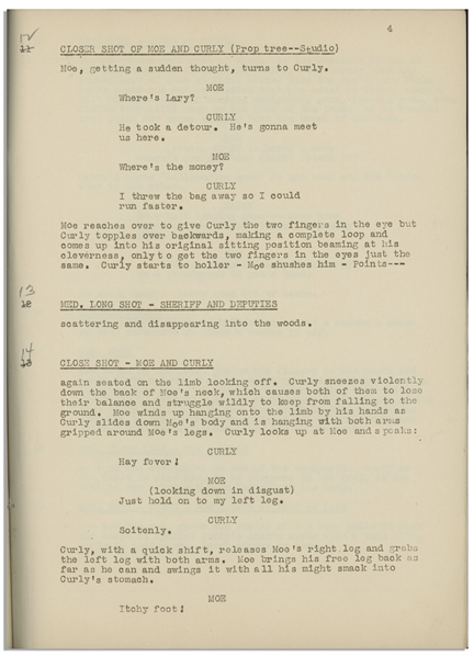 Moe Howard's 28pp. Script Dated May 1936 for The Three Stooges Film ''Whoops, I'm an Indian!'' -- With Annotations in Moe's Hand Throughout & 3.5 Additional Pages of Script Changes -- Very Good
